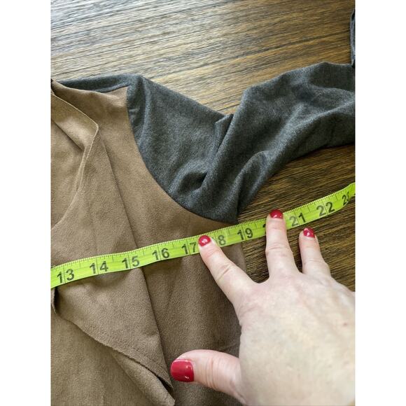 Chico’s Traveler’s Collection Dual Textile Open Cardigan Gray Brown size 0 Small - Picture 10 of 11